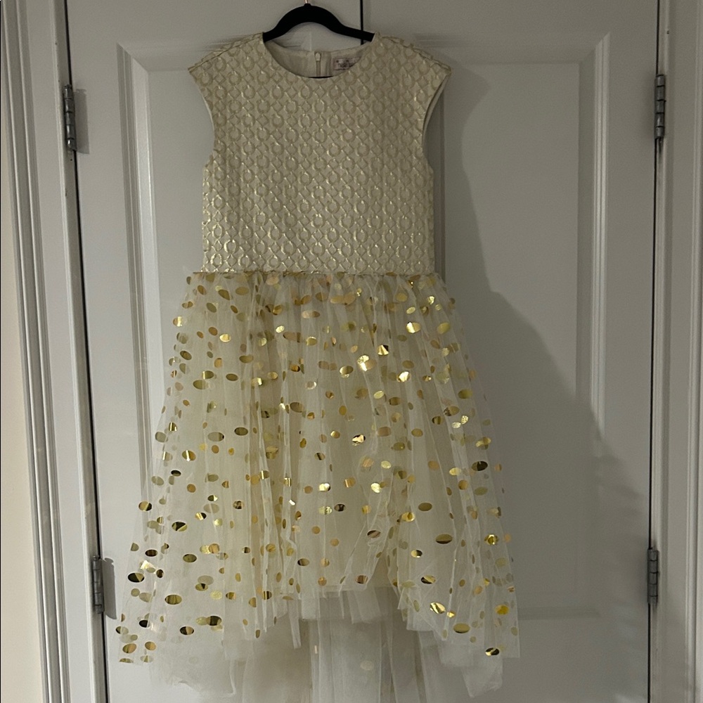 Halabaloo Cream and Gold Formal Kids Dress